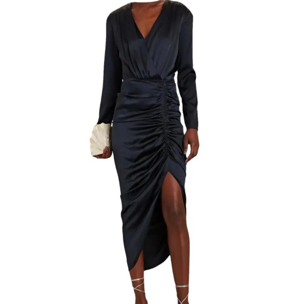 Veronica Beard Cameri Silk Ruched Dress Navy Blue… - image 2
